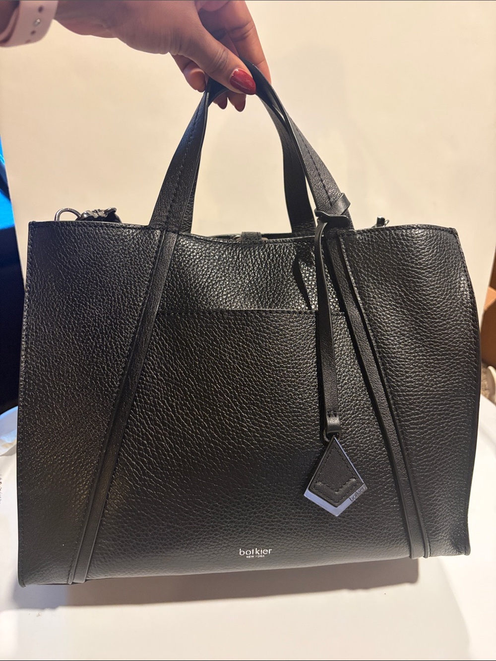 Black pebbled leather Botkier tote bag